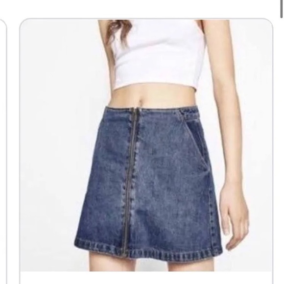 Zara women’s zipper front denim skirt size small - Picture 3 of 6